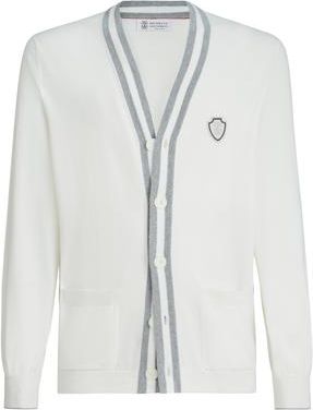 Brunello Cucinelli Cotton cardigan with logo in White at Nordstrom, Size Xxx-Large Eu