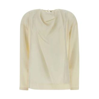 Carven Bl406 Draped Top - female - Carven - Blouses - Beige - XS - Blouses & Shirts