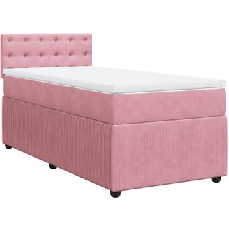 vidaXL Cama Box Spring Con Colch&oacute;n Terciopelo Rosa 80x200 Cm Vidaxl