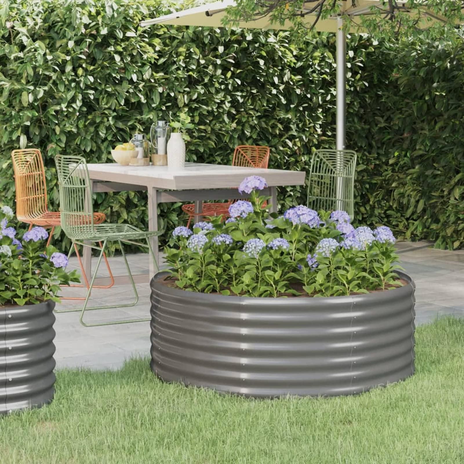 Tidyard Pflanzkübel Rund, 40x36 Cm (DxH) – Aus Stahl, Hochbeet Für Garten, Balkon, Terrasse