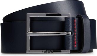 HUGO BOSS Lederg&uuml;rtel HUGO Geek_Sz35, Herren, Gr. 95, blau (dunkelblau 401), Leder, unifarben, G&uuml;rtel Lederg&uuml;rtel, mit kontrastfarbenen N&auml;hten und dezenter Meta