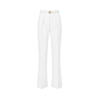 Elisabetta Franchi Pantaloni in cr&ecirc;pe con cintura logata - Trousers - Mujer - Blanco - L