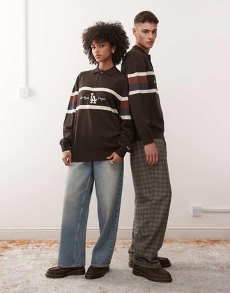 New Era NY Yankees - Camicia stile rugby marrone con logo