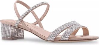 Nina Womens Nina Giannis Sandals Tan Rhinestone Slip On Block Heel HAWK1031