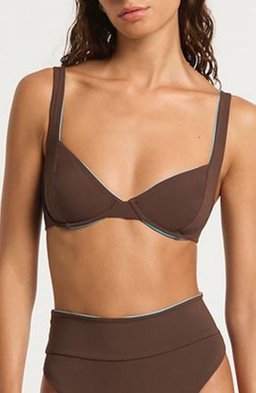 Bond-Eye Ryan Reversible Underwire Bikini Top in Espresso Cala at Nordstrom, Size X-Small