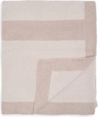 Barefoot Dreams CozyChic Block Stripe Throw Blanket in Sandstone at Nordstrom Rack