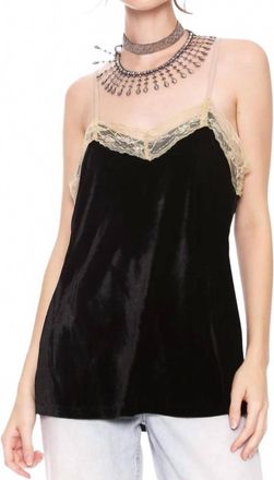 Aratta Velvet Lace Trim Cami With Sequins And Pearls In Black