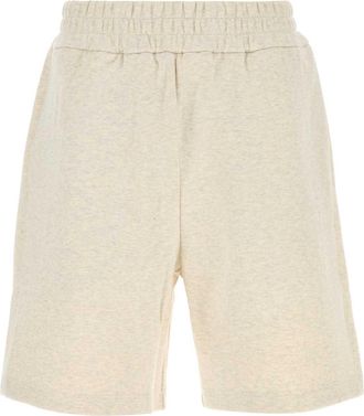 Fendi Mens Melange Cream Cotton Bermuda Shorts - Ivory - Size Small