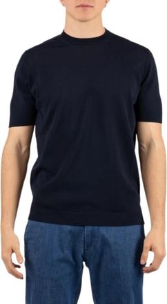 FILIPPO DE LAURENTIIS Katoenen Crepe T-shirt - Heren - T-shirts - Blauw - 2XL - Katoen - Tops