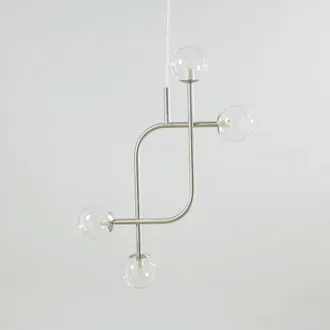 Maisons du monde L&aacute;mpara de techo de acero pulido con 4 pantallas transparentes