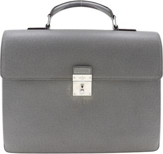 Louis Vuitton Robusto Grey Leather Briefcase Bag (Pre-Owned)
