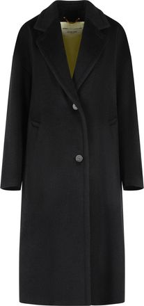 Golden Goose Cocoon Single-Breasted Black Virgin Wool Blend Coat
