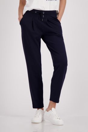 Monari Jogger Pants MONARI Basic, Damen, Gr. 38, N-Gr, marine, Web, Obermaterial: 55% Polyester, 38% Viskose, 7% Elasthan, unifarben, bequem lang, Hosen Jogg