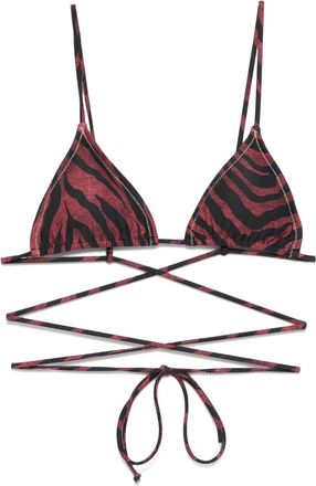 Reina Olga Top bikini con stampa - Marrone