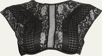 Livy Macy Cap-Sleeve Patchwork Lace Bustier