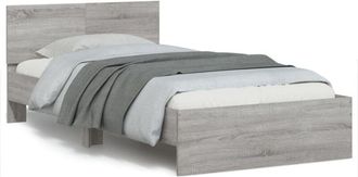 vidaXL vidaXL Giroletto con Testiera e LED Grigio Sonoma 100x200 cm