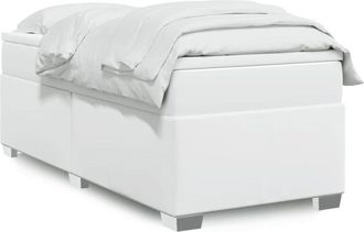 vidaXL Cama Box Spring Con Colch&oacute;n Cuero Sint&eacute;tico Blanco 90x190 Cm Vidaxl