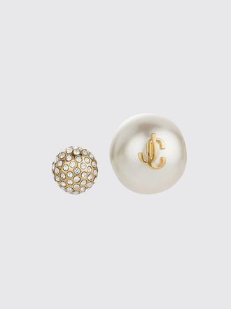 Jimmy Choo London Auri Earrings with JC Monogram, Pearls, and Crystals