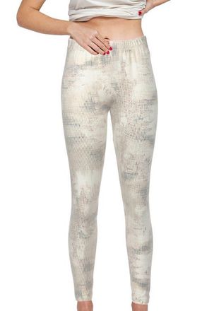 Luukaa D'Celli Luna Printed Cotton Jersey Leggings in Ecru at Nordstrom, Size 14