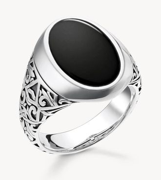 Thomas Sabo Anello nero e argentato-Argento