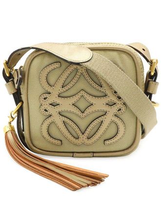 Loewe Beige Canvas & Metallic Leather Anagram Shoulder Bag (Authentic Pre- Loved)