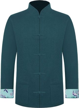 Shanghai Tang Mandarin collar jacket - men - Polyester/Wool - 52 - Green