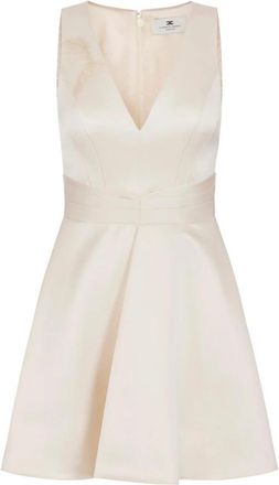 Elisabetta Franchi Duchess satijnen mini-jurk - Dames - Korte kleedjes - Beige - S - Satijn - Kleedjes