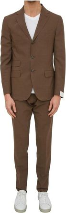 Eleventy Single Breasted Suit Pants - Heren - Business pakken - Bruin - M - Wol - Kostuums