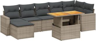 vidaXL Vidaxl - Set De Sof&aacute;s De Jard&iacute;n 8 Pzas Y Cojines Rat&aacute;n Sint&eacute;tico Gris