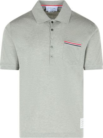 Thom Browne Cotton Polo Shirt With Tricolor Accents