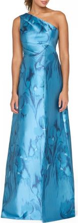 Kay Unger Faith One-Shoulder Evening Gown in Spring Aqua at Nordstrom, Size 12