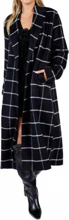 Sadie & Sage Double Breasted Long Coat In Dark Grey
