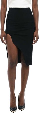 Off-white Black Solid Knee Length Skirt
