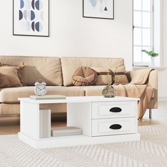vidaXL Mesa De Centro Madera Contrachapada Blanco 90x50x35 Cm Vidaxl