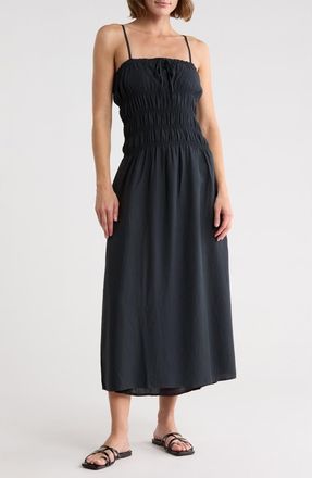 Onia Shirred Midi Dress in Black at Nordstrom Rack, Size X-Large