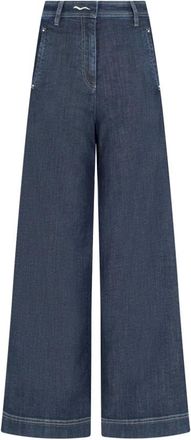 Giorgio Armani Wijde pijpen broek van stretch katoendenim - Dames - Loose Fit Jeans - Blauw - L - Katoen - Jeans