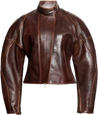 Helmut Lang Glossy Leather Saddle Jacket at Nordstrom, Size X-Small