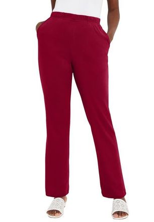 Jessica London Soft Ease Straight Leg Pant in Rich Burgundy at Nordstrom, Size 16