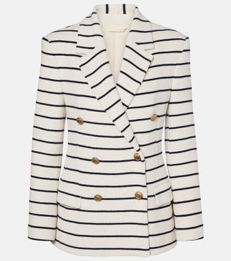 Brunello Cucinelli Knitted striped cotton blazer