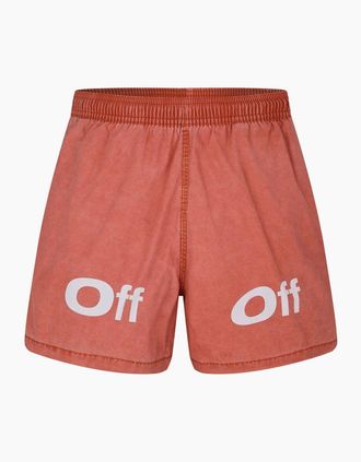 Off-white Mens Bounce Lettering Elasticated Waistband Swim Short - Orange - Size: 26/27/28