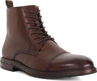 Dune London Mens Matias - Toe Cap Detail Ankle Boot - Brown Leather - Size UK 6