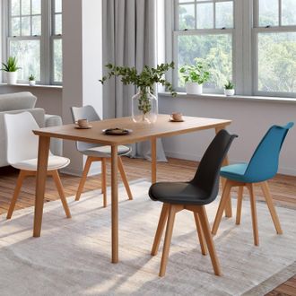 IDMarket Idmarket - Juego De 4 Sillas Sara Mezcla Escandinava De Colores Gris Oscuro, Gris Claro, Blanco Y Azul