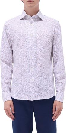 Bugatchi Devon OoohCotton Abstract Button-Up Shirt in Pistachio at Nordstrom, Size Xxx-Large