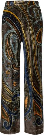 Etro Straight-leg Velvet Trousers With Paisley Motif