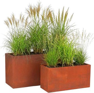 Relaxdays Relaxdays Planters, 2 sizes, rust effect, garden, patio, balcony, steel planter boxes, rust-brown
