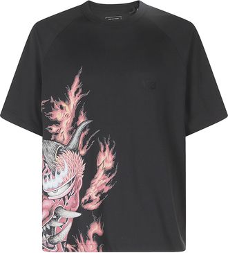Yohji Yamamoto Black Gfx Ss Tee Cotton T-Shirt