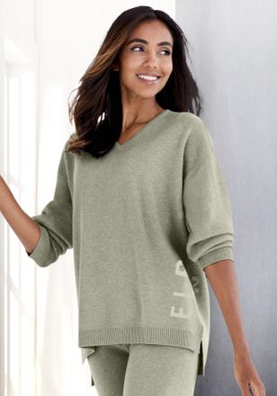 Elbsand Sweater ELBSAND, Damen, Gr. 32/34, gr&uuml;n (oliv meliert), Feinstrick, Obermaterial: 50% Viskose, 28% Polyester, 22% Polyamid, meliert, unifarben, bequem