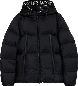 Moncler Montcla Water Repellent Short Hooded Down Jacket in Black/black/black at Nordstrom, Size 7