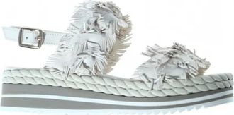 Pons Quintana Sandalo in pelle intrecciata - Dames - Sleehakken - Blauw - 36 EU - Leer - Schoenen