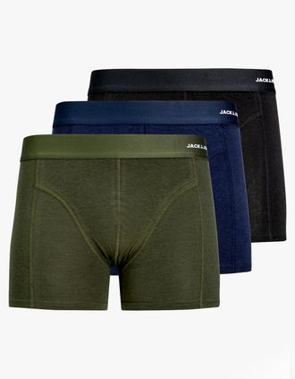 Jack & Jones Mens Jack & Jones BASIC BAMBOO Mens 3 Pack Trunks Forest Night - Green - Size: 32/30/31